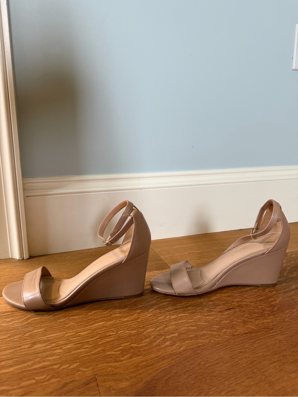 Women's Nude Ankle-Strap Wedge Sandals 7.5